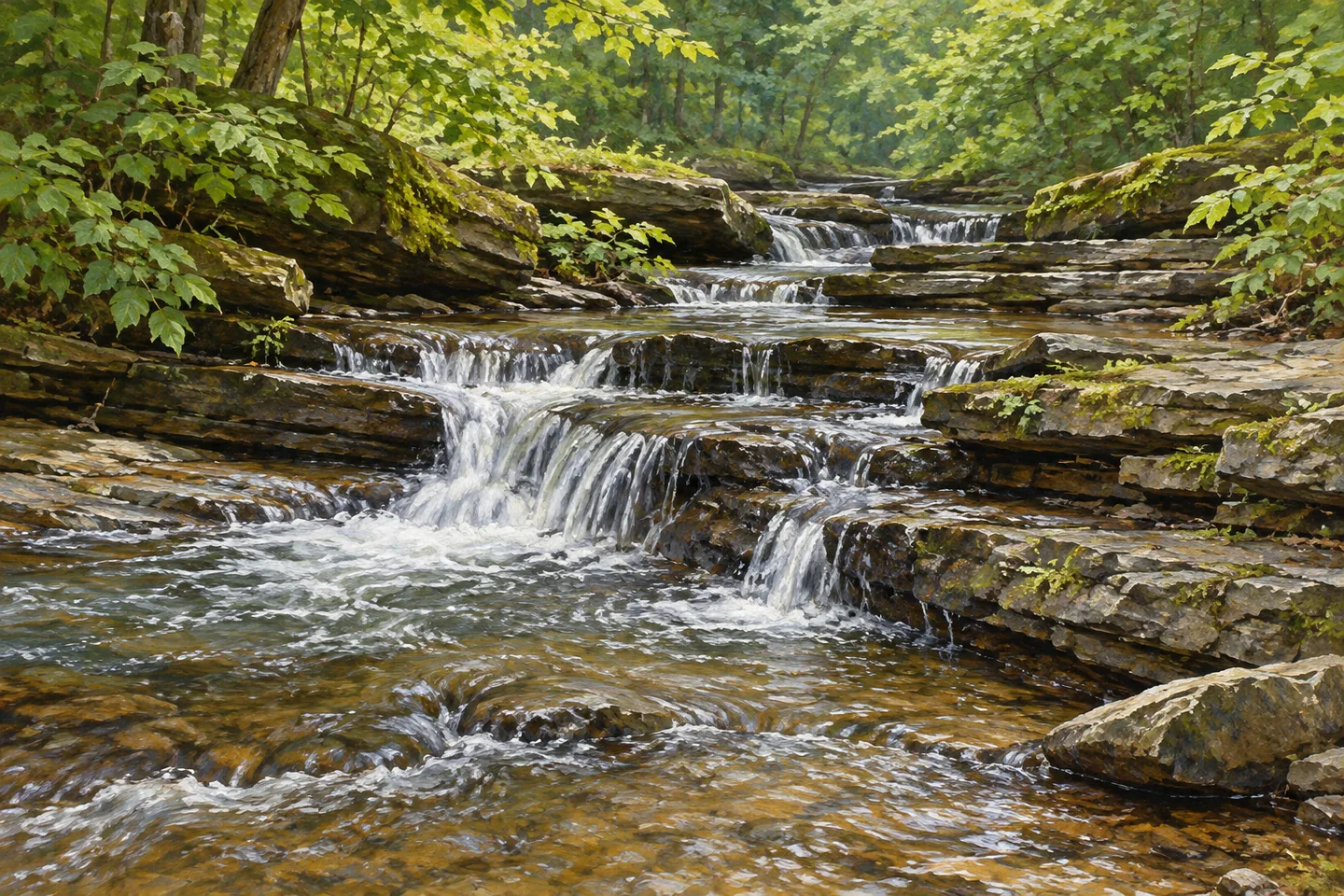 Delphi Falls Park — AI-generated editorial illustration