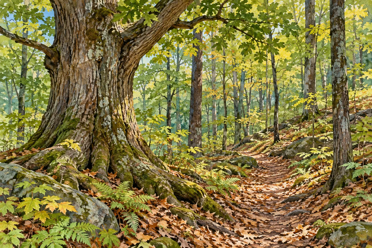 Dill Brook Community Forest — AI-generated editorial illustration