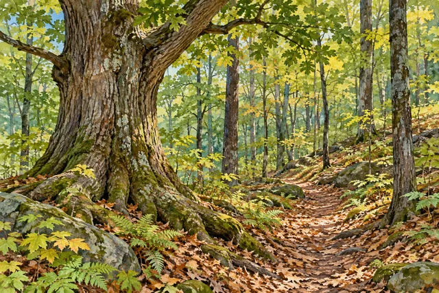 Dill Brook Community Forest — AI-generated editorial illustration