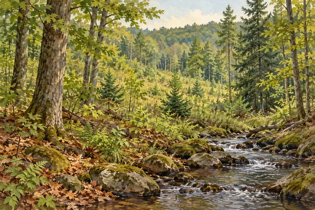Michigan Hill State Forest — AI-generated editorial illustration