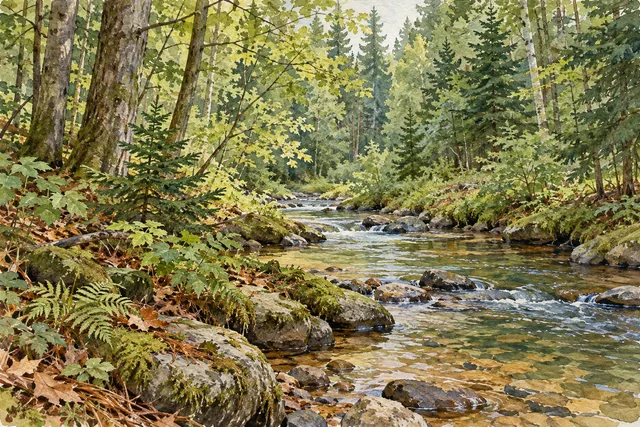 Orebed Creek State Forest — AI-generated editorial illustration