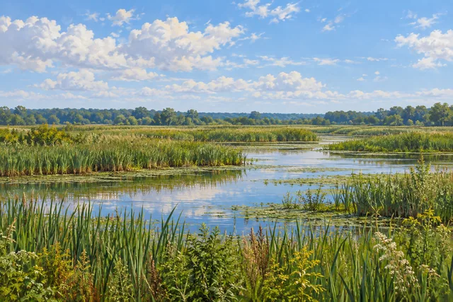 Stanley J. Hamlin Marsh Wildlife Management Area — AI-generated editorial illustration