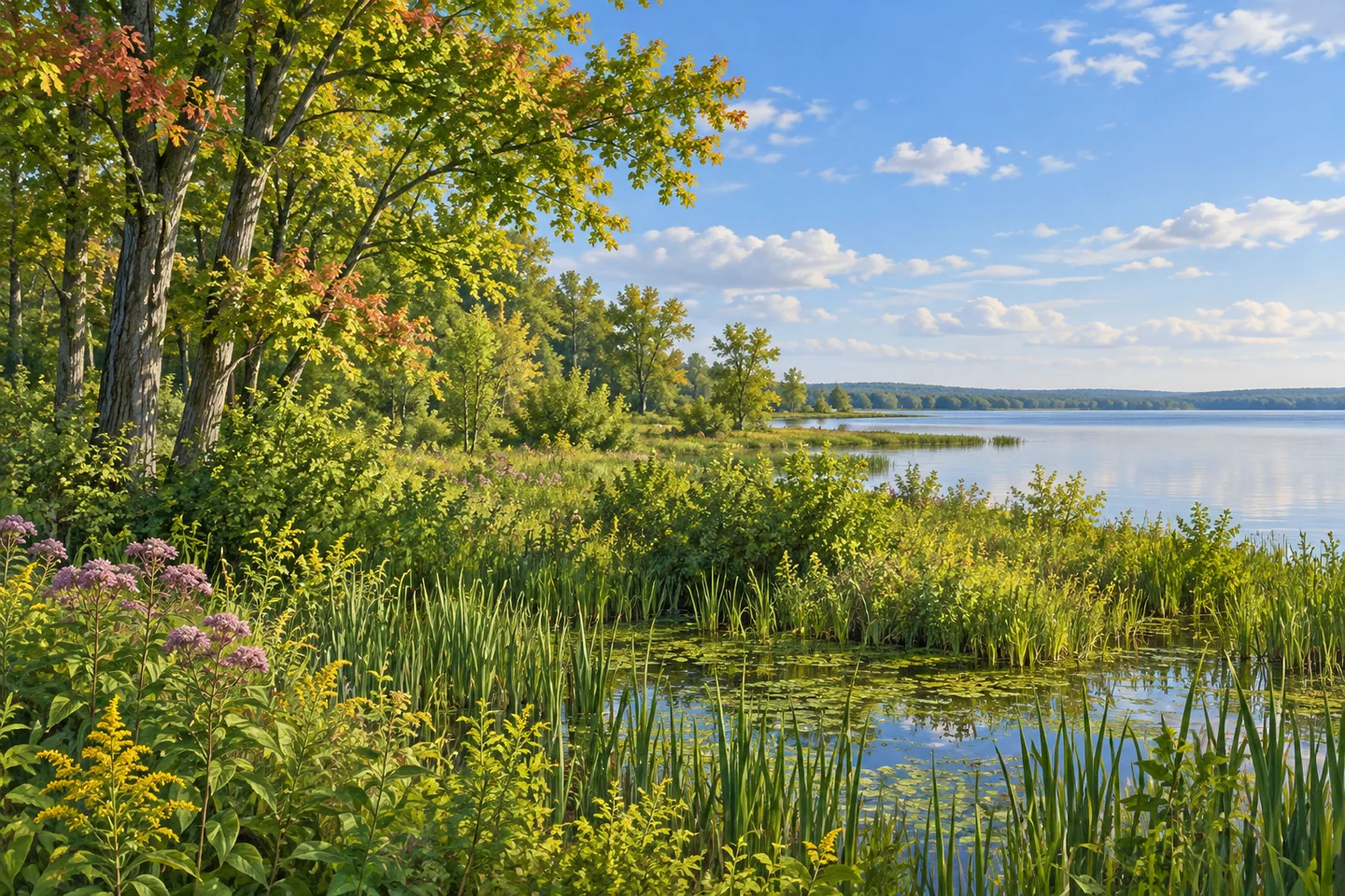 Three Mile Bay Wildlife Management Area — AI-generated editorial illustration