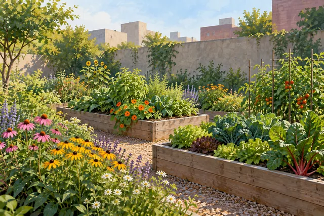 West Side Community Garden — AI-generated editorial illustration